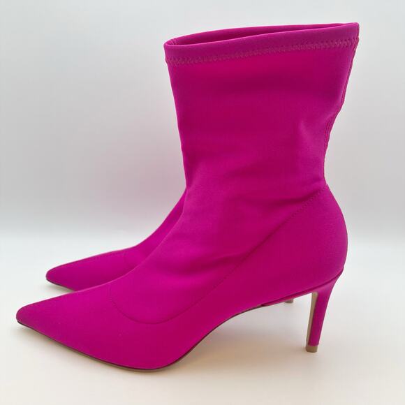 Stuart Weitzman Womens Stuart 75 Stretch Bootie US 7.5 Pink Magenta Suede EUC - Picture 8 of 13